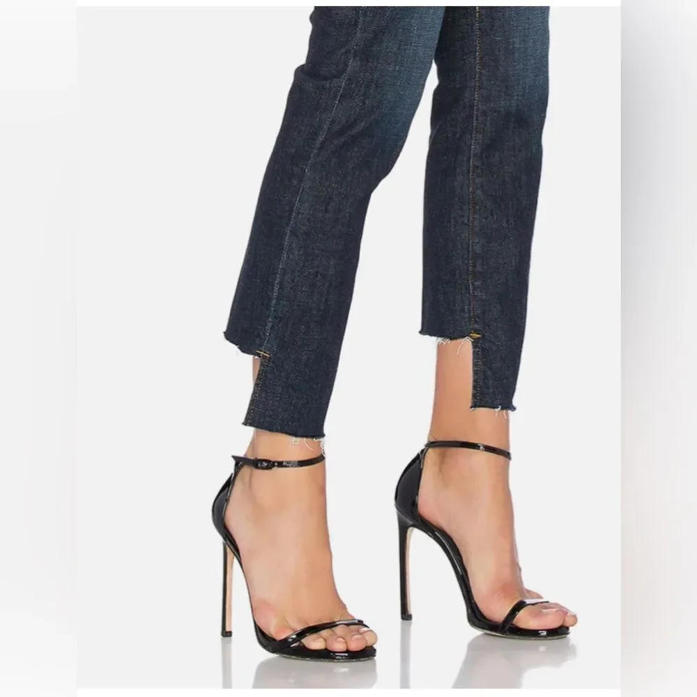 FRAME Denim 9 Le High Straight Reverse Step Hem Jeans 26 Raw Edge Ankle Crop - Picture 4 of 14